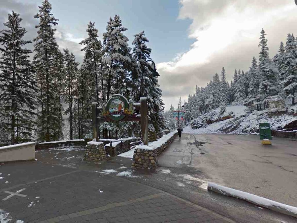 Accessible ramp leading to Banff Upper Hot Springs pool deck