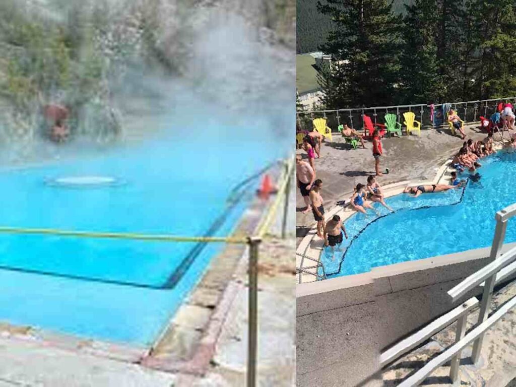 Side-by-side view of Banff Upper Hot Springs and Radium Hot Springs