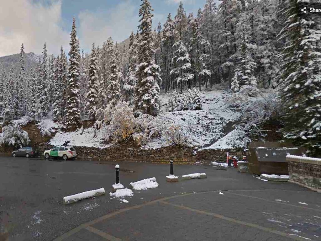Snowy road to Banff Upper Hot Springs in winter Canada, perfect for a day trip